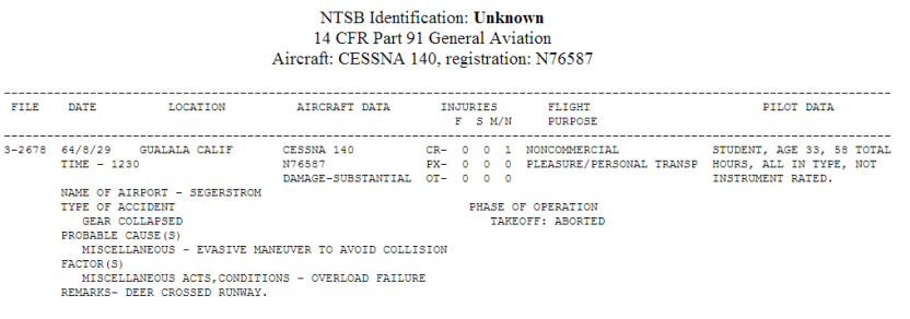 NTSB_Segerstrom airport_1964
